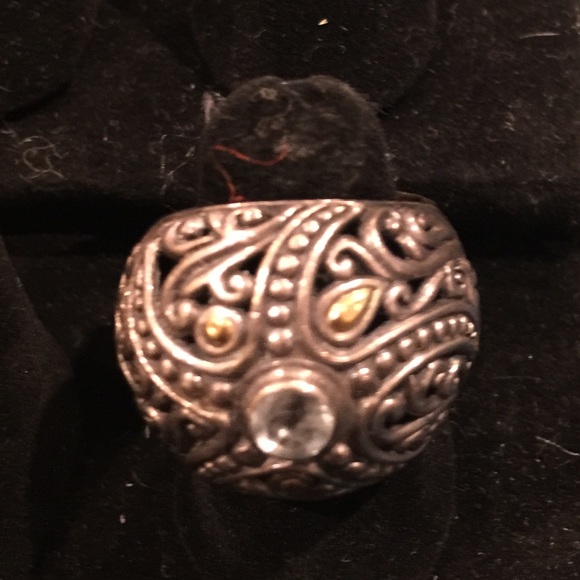 Sterling silver ring with 18KT pieces. - Picture 3 of 5